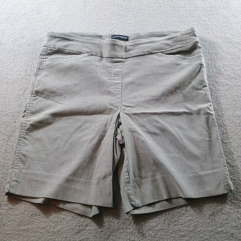 Hilary Radley Womens Shorts Striped Blue White XL Pull On Stretch